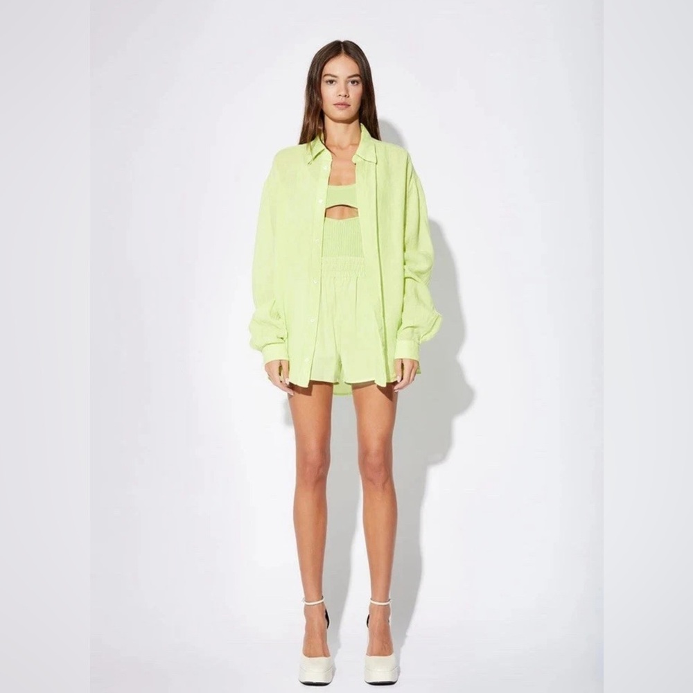 RtA NWT Women's Sierra Long sleeve Button Down Shirt | Acid Lime Size Small NEW